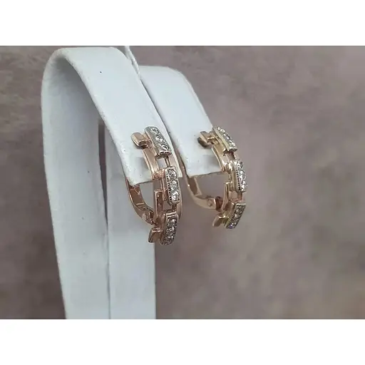 Золотые серьги Гаразд с фианитами. 3532488 - фото 3