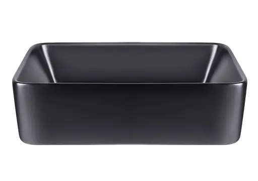 Комплект Qtap Tern: Раковина накладная прямоугольная 480х370х135 мм Matt Black + Донный клапан PU03 (QT172074MBMBN47300) - фото 2