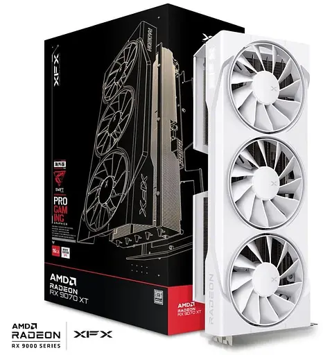 Видеокарта XFX AMD Radeon RX 9070 XT 16GB Swift White Triple Fan Gaming Edition (RX-97TSWF3W9) (GDDR6, 256 bit, PCI-E v5.0 x16) - фото 5