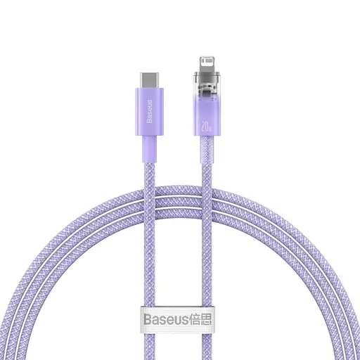 Кабель Baseus Explorer Series Fast Charging Cable with Smart Temperature Control Type-C to iP 20W 1m Purple - фото 1