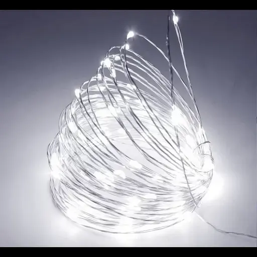 Гірлянда Роса Нитка 100 LED на батарейках 10 м Білий - фото 4