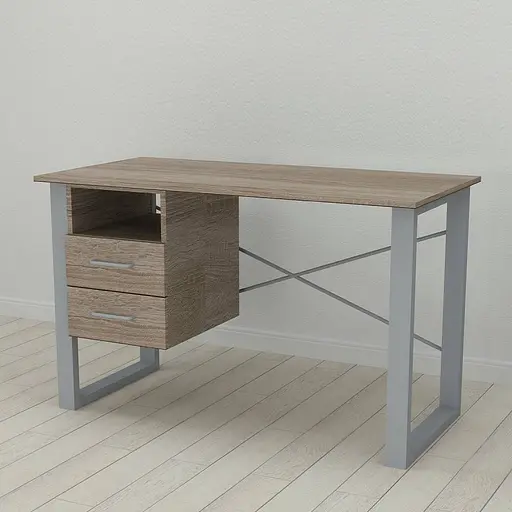 Письменный стол с ящиками Ferrum-decor Оскар 750x1400x700 металл Серый ДСП Дуб Сонома Трюфель 16 мм (FRD-103293) - фото 2