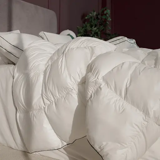 Одеяло пуховое MirSon Imperial Delight, летнее, 215х155 см, белое с зеленым кантом - фото 5