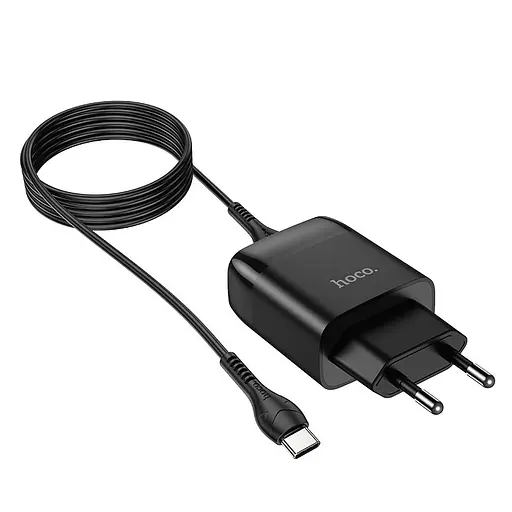 МЗП Hoco C72Q Glorious QC3.0 18W (1USB-A) + кабель USB to Type-C Чорний - фото 3