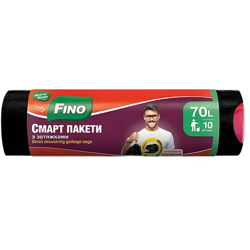 Пакети для сміття Fino Смарт з затяжками 70 л 10 шт. - фото 1