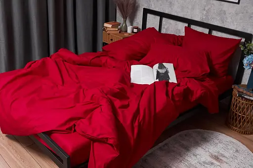 Комплект постільної білизни Moon&Star Бязь Gold Люкс Cherry Red King Size 220x240 наволочки 2х50х70 - фото 5