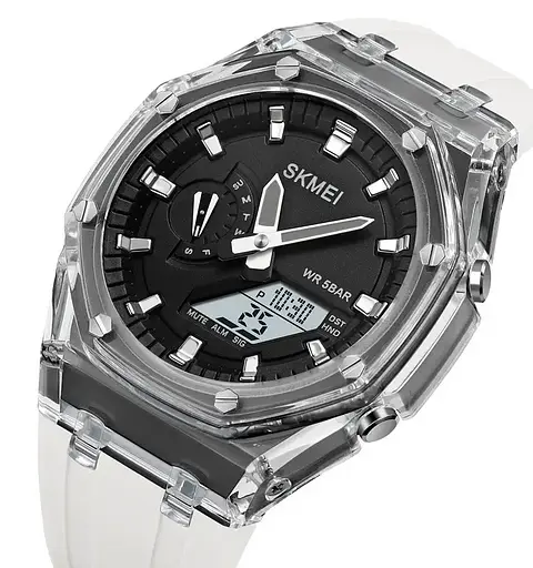 Наручний годинник чоловічий Skmei 2100 White Black, 2100WTBK (18435) - фото 2