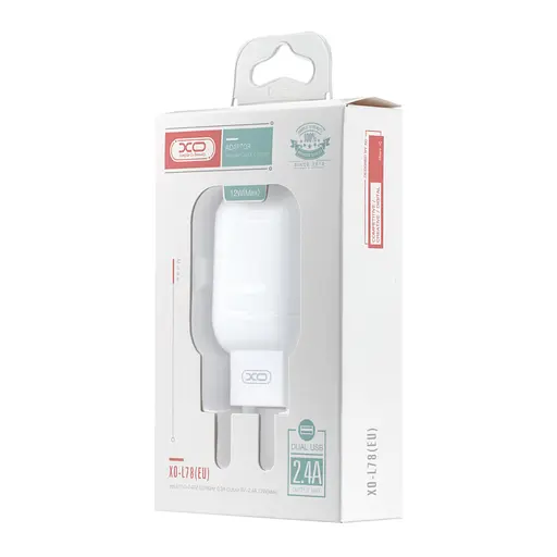 Сетевое зарядное устройство для XO L78 EU 12W 2.4A Dual USB charger Белый - фото 2