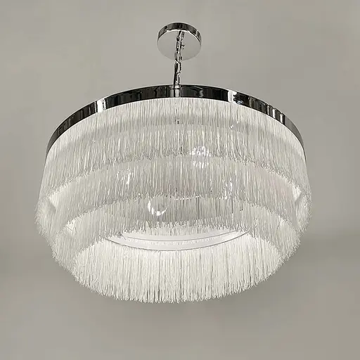 Підвісна 3-х ярусна люстра в хромованому корпусі у 3-х розмірах | Арт. MJ 195 Silver+WT | Line F - фото 5