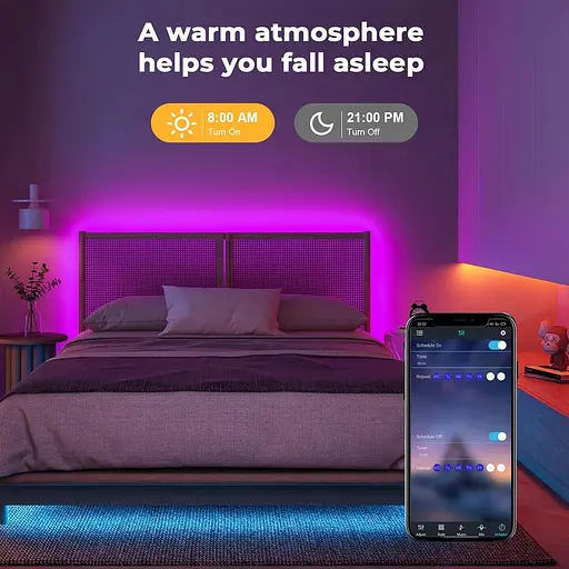 LUXONIC 16.4FT 5M Неонова світлодіодна стрічка, RGB світлодіодна стрічка, Bluetooth Гнучкий силіконовий неон з APP/пилемним - фото 2