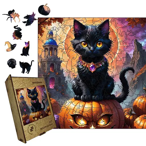 Пазл деревянный Кот Жахицкий, А1, 500+ элементов, Деревянная коробка