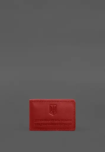 Кожаная обложка на удостоверение ГСЧС с карманом красная - фото 2