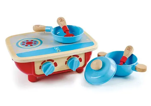 Детская плита с посудой Hape E3170 Игровой набор для девочек и мальчиков - фото 2