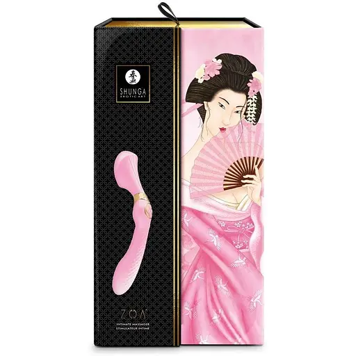 Вибромассажер Shunga Zoa Light Pink двусторонний - фото 10