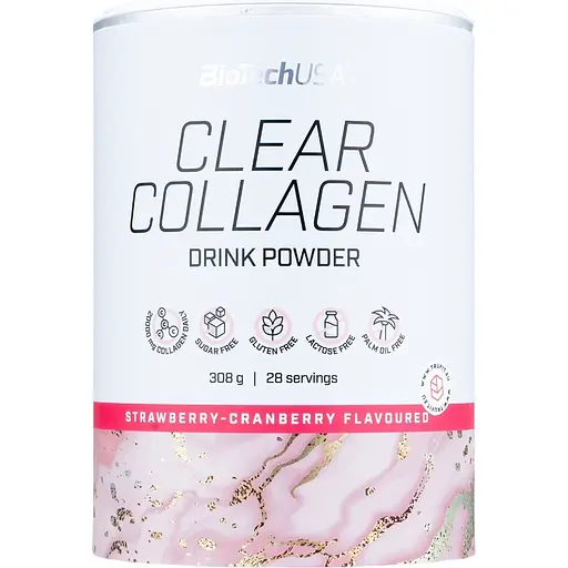 Для суглобів та зв'язок BiotechUSA Clear Collagen Strawberry-cranberry 308 г - фото 1