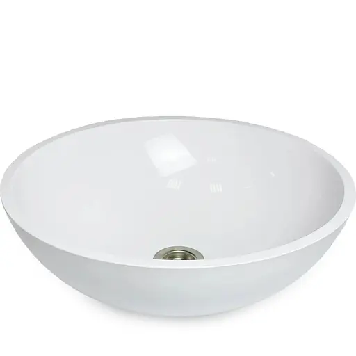 Раковина Adamant умывальник KREIS искусственный камень круглый без предотвращения для смесителя и перелива 420х150мм накладной белый - фото 1