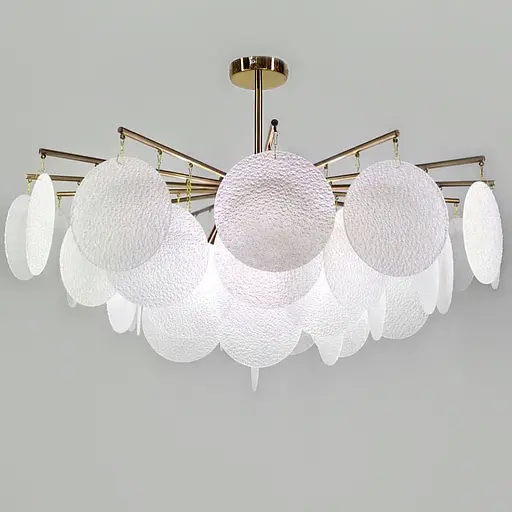 Латунный светильник с уникальными стеклянными пластинами Ø 80 см Ст. AT11-800 AB+WT | Line F - фото 1