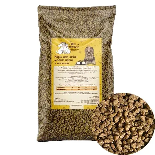 Сухий корм Дружок Економ класу гіпоалергенний для собак малих порід з лососем 5кг - фото 1