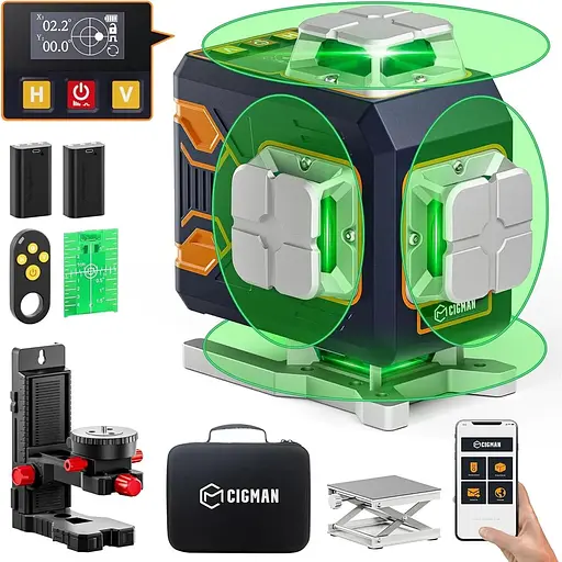 Лазерні рівні 360° з пультом дистанційного керування і додатком CIGMAN Green 4 шт. - фото 2