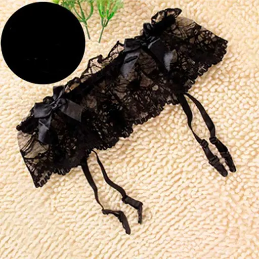 Стринги с кружевом и поясом для чулок S/M K0740-1 - фото 3