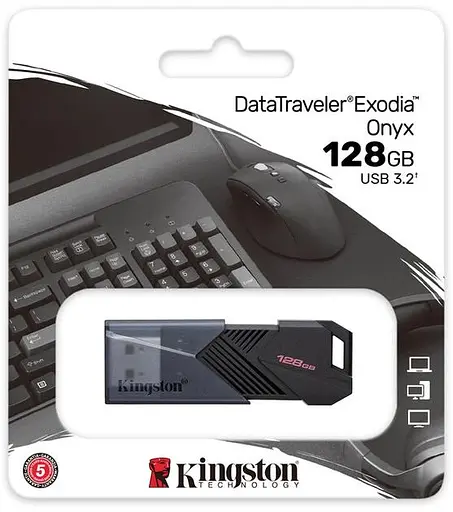 Флеш-накопичувач Kingston USB DataTraveler Exodia Onyx 128GB USB 3.2 Gen 1 Black (DTXON/128GB) - фото 4