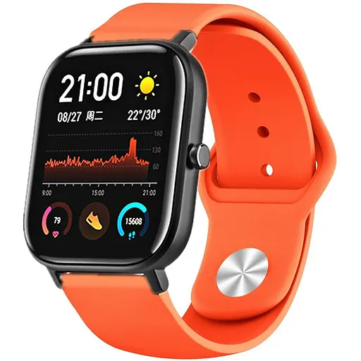 Ремінець силіконовий Boorui для годинника 20 мм Sport design помаранчевий