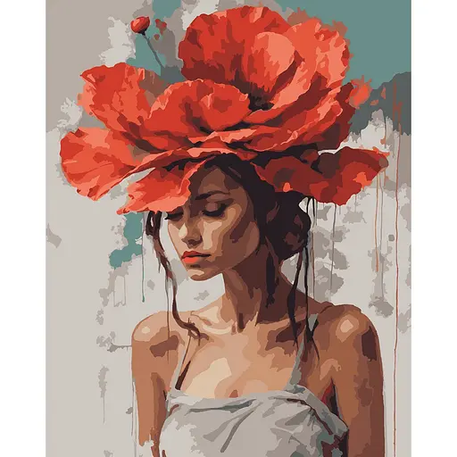 Картина за номерами Santi Дівчина з червоною квіткою 40х50 см (955744)