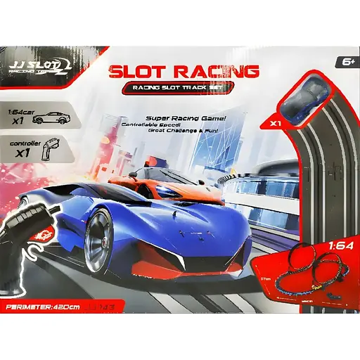 Автотрек JJ 143-1 трасса 420 см 1 машинка пульт на батарейках в коробке - фото 2