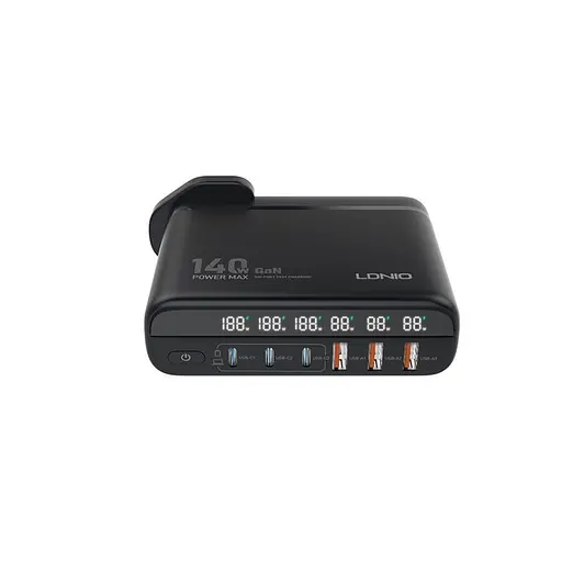 Розгалужувач зарядний пристрій LDNIO A6140C 140W LED display GAN - фото 3