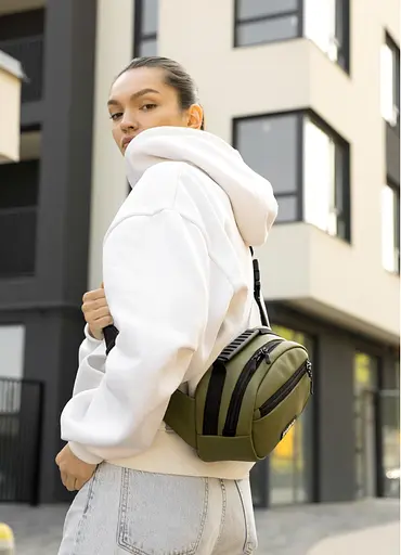 Сумка через плечо женская бананка Sambag Flex хаки 30×17×10 см (85351019) - фото 2