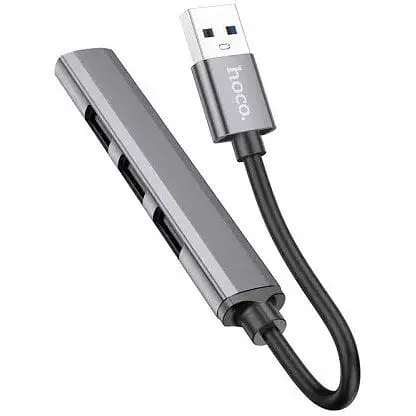 Usb hub Hoco HB26 4 в 1 адаптер USB to USB 3.0+USB 2.0 x 3 Metal Grey