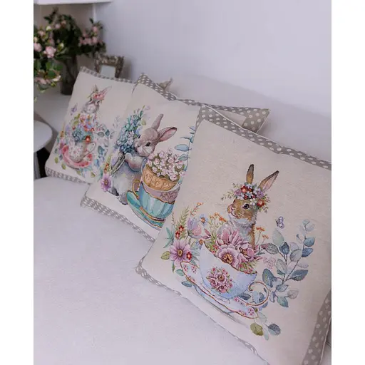Наволочка гобеленовая Прованс Очарование Зайчонок 45х45 см (44280) - фото 5