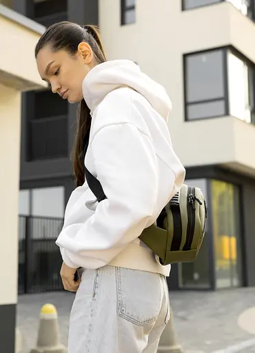 Сумка через плечо женская бананка Sambag Flex хаки 30×17×10 см (85351019) - фото 5