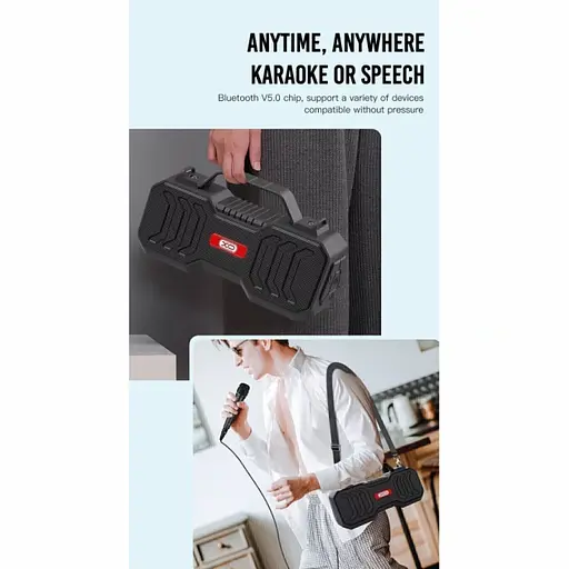 Бездротова Bluetooth колонка XO F26 з мікрофоном, Black - фото 6