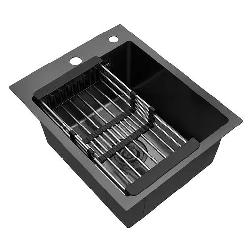 Кухонная мойка Kroner KRP PVD Schwarze - 4050HM (3,0/1,0 мм) (CV035374) - фото 4