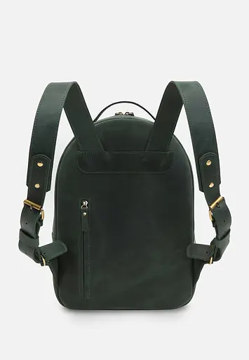 Кожаный рюкзак Groove M зеленый старинный - фото 4