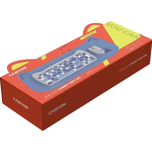 Комплект (клавиатура и мышь) CANYON HSET-W6 EN Kitty Edition AAA+АА Wireless Blue - фото 7