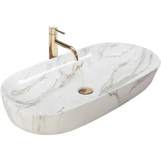 Умивальник Rea Cleo 81 накладний білий/мармур REA-U8404, Мармур - фото 1