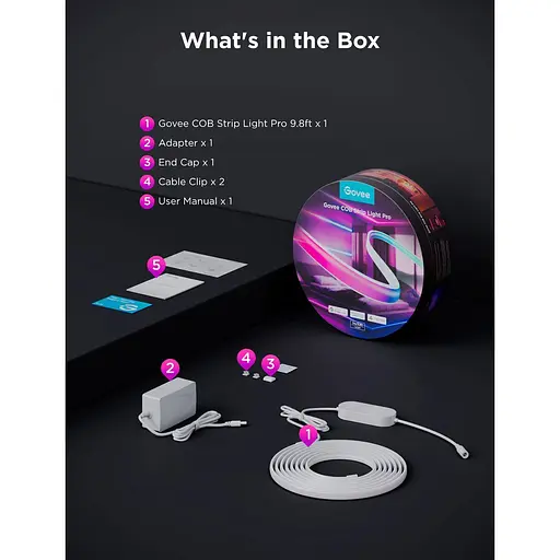 Світлодіодна стрічка Govee H61E5 COB Strip Light Pro RGBIC+W 3м (H61E53D1) [145623] - фото 5