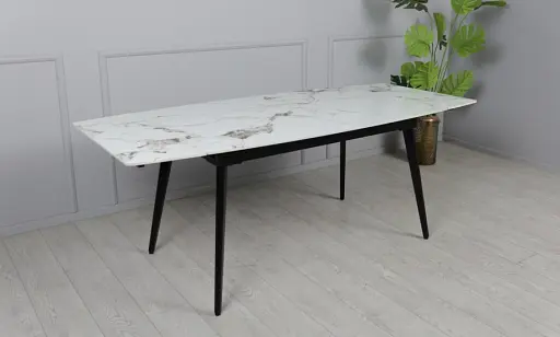 Стол Prestol Люкс белый глянец 1400/2000х900х760 черные ноги - фото 8