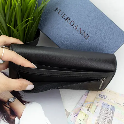 Гаманець жіночий шкіряний Fuerdanni 1180 чорний на магнітах - фото 5