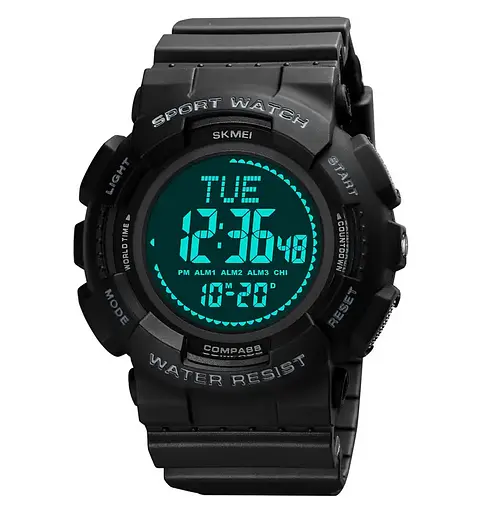 Часы мужские спортивные Skmei 2077 с компасом (Черные) - фото 3