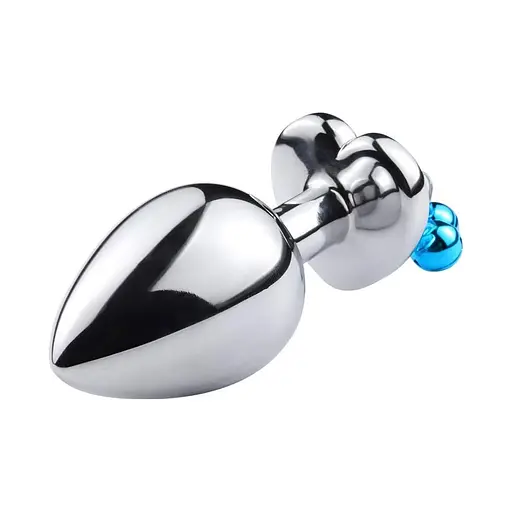 Металеві анальні пробки з підвісками-дзвониками водонепроникні 9,4 см х 4 см бірюзові - фото 2