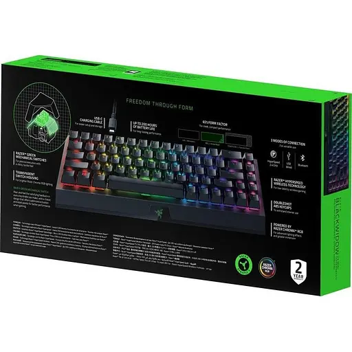 Клавіатура Razer BlackWidow V3 Mini Hyperspeed Green Wireless Black (RZ03-03891600-R3R1) - фото 6