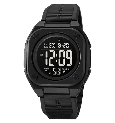 Годинник чоловічий наручний спортивний Skmei 2160 (Чорний з чорним циферблатом)