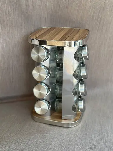 Органайзер набір для спецій на підставці, що обертається, Edenberg EB-18005 16 ємностей для зберігання спецій Сірий - фото 5