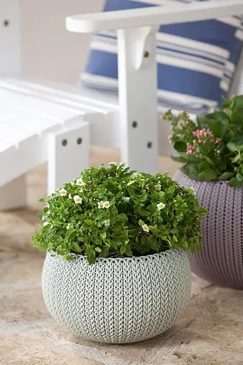 Подвесной горшок с кашпо для цветов Keter 9.4 л Cozies M с цепочкой серый - фото 4