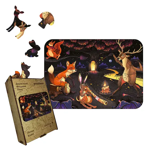 Пазл деревянный Лесная Сказка, А4, Картонная коробка 100 элементов