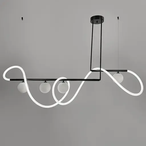 Удлиненная люстра с 4 плафонами и неоном длиной 180 см | Ст. Y 906-1800 BK | Line F - фото 4