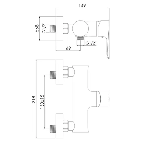 Змішувач для душа чорний матовий Imprese Vaclav f03306410AA Чорний матовий - фото 2